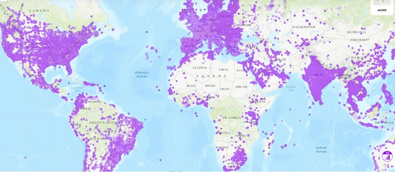Mapa pokrytí 5G ve světě