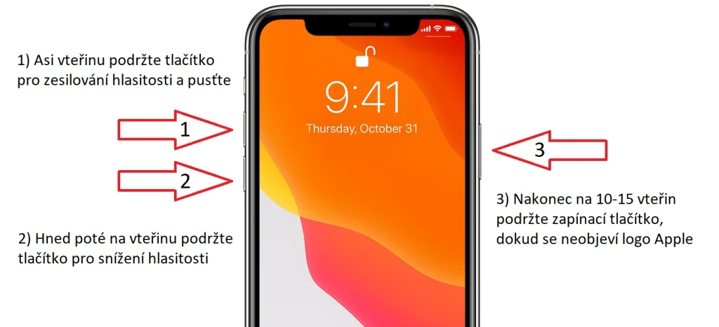 iPhone 11 - tvrdý restart