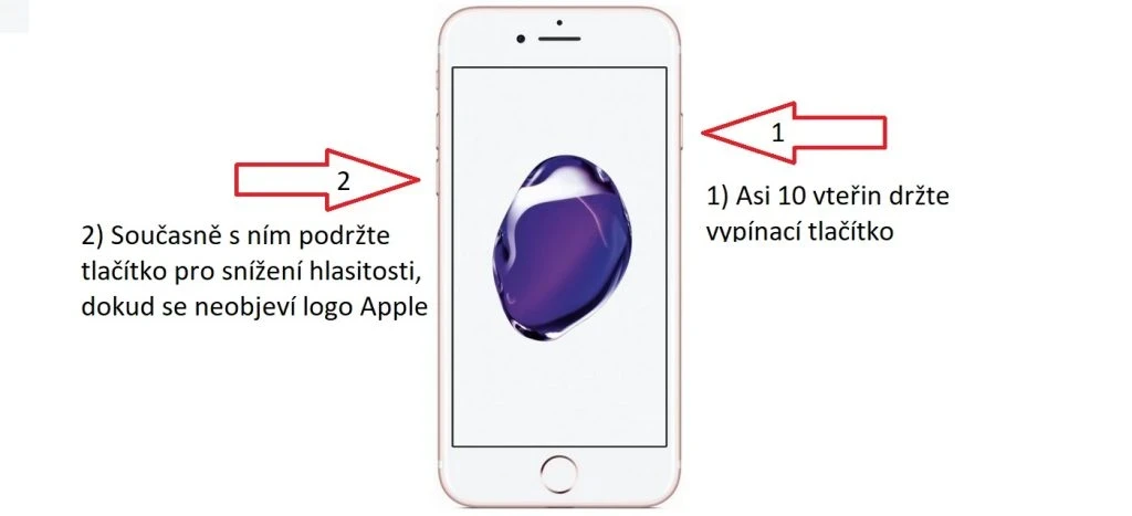 iPhone 7 - tvrdý restart