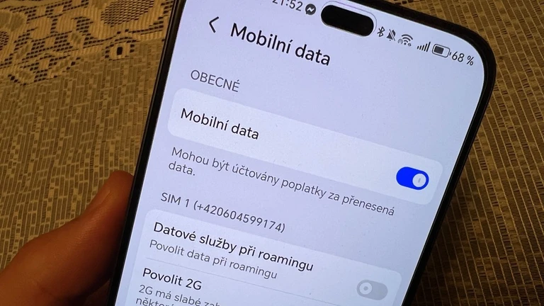 Mobilní data v telefonu s OS Android