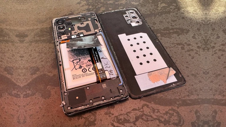 Rozbitý Samsung telefon Pavla Durova