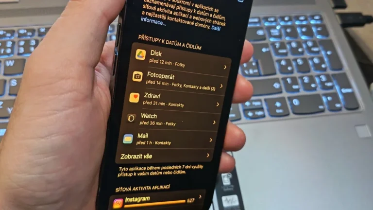 iPhone ukazuje, které aplikace sledují aktivitu