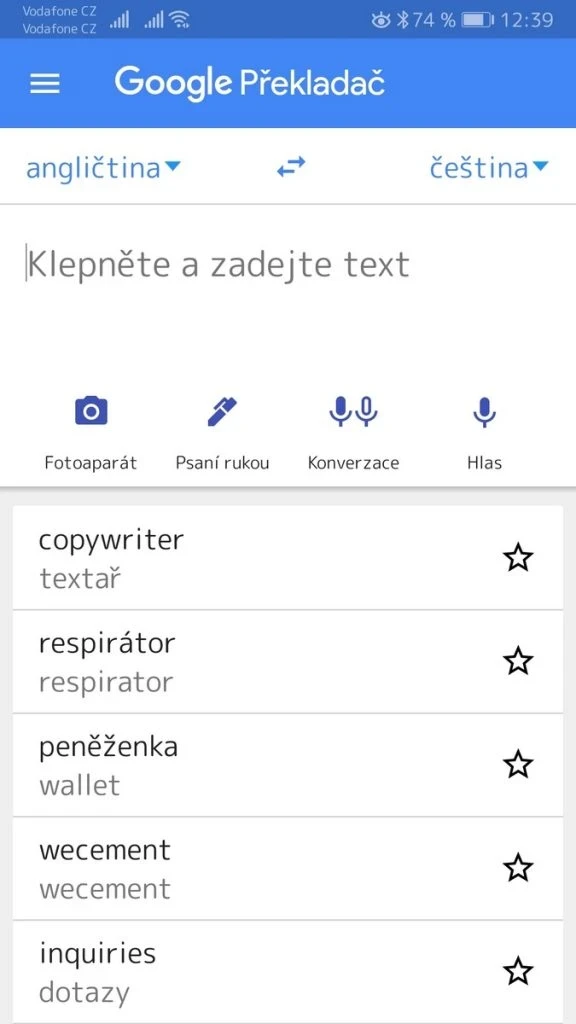 Mobilní překladač Google