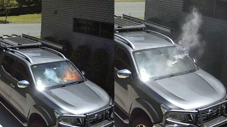 Auto, powerbanka, požár