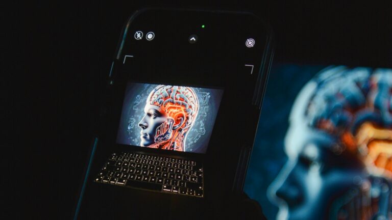 Umělá inteligence, telefon, focení, laptop