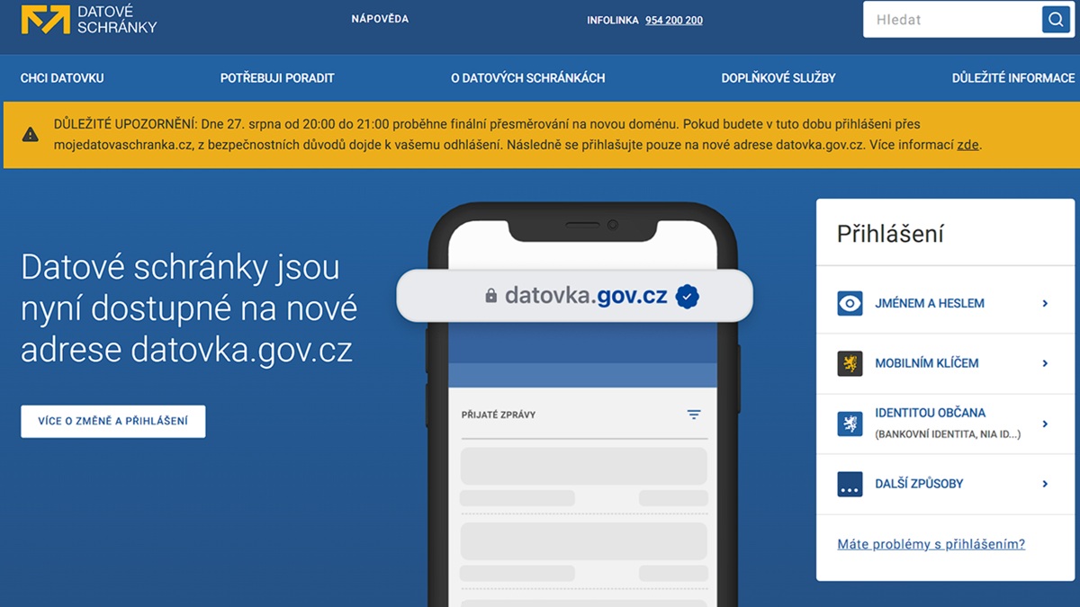Datové schránky mění adresu, přijde vám nový odkaz. Neklikejte bezmyšlenkovitě, podvodníci na to čekají