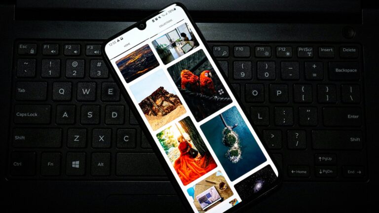 Android telefon na klávesnici, galerie fotek